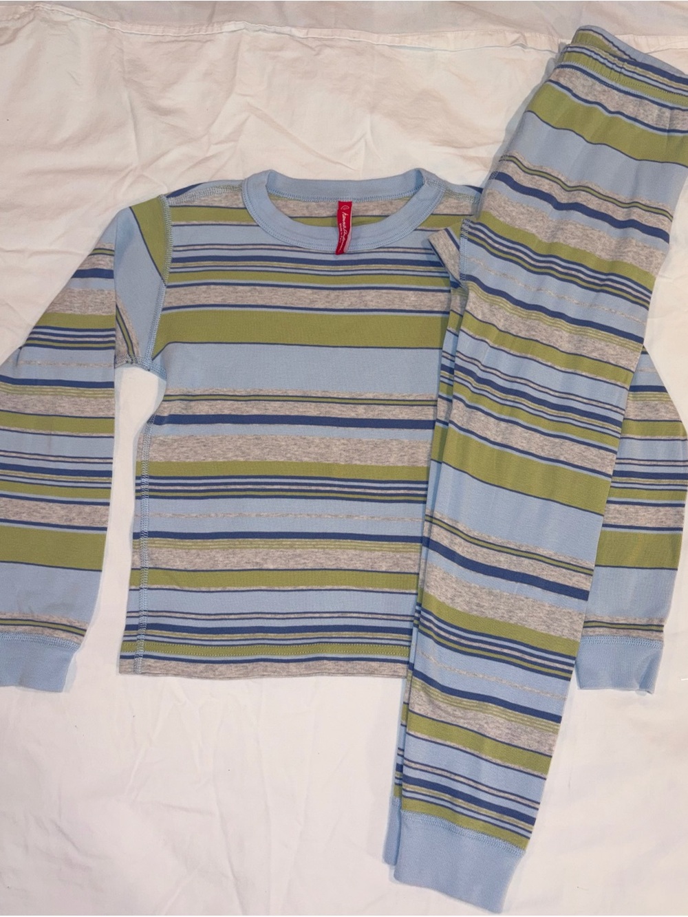 Hanna Andersson 100% organic cotton blue striped pajamas sz. 8 EUC
